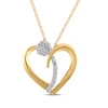 Thumbnail Image 1 of Multi-Diamond Flower Cluster Heart Necklace 1/5 ct tw 10K Yellow Gold 18&quot;