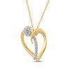 Thumbnail Image 2 of Multi-Diamond Flower Cluster Heart Necklace 1/5 ct tw 10K Yellow Gold 18&quot;