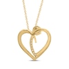 Thumbnail Image 3 of Multi-Diamond Flower Cluster Heart Necklace 1/5 ct tw 10K Yellow Gold 18&quot;