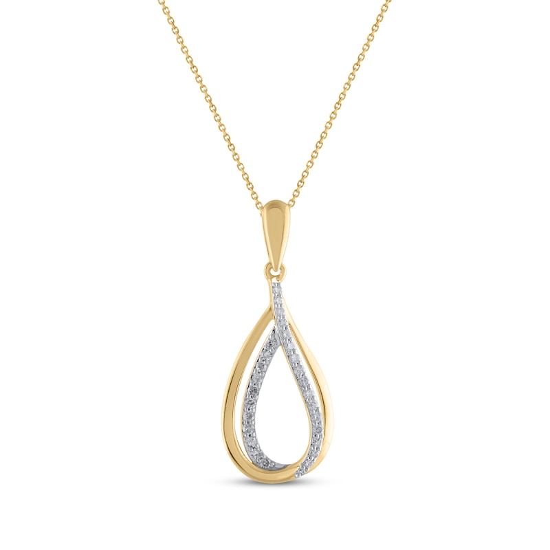 Main Image 1 of Diamond Teardrop Twist Necklace 1/4 ct tw 10K Yellow Gold 18&quot;