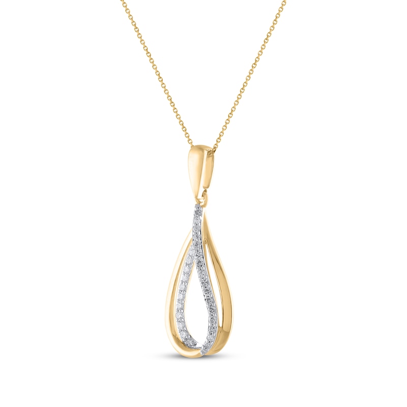 Main Image 2 of Diamond Teardrop Twist Necklace 1/4 ct tw 10K Yellow Gold 18&quot;