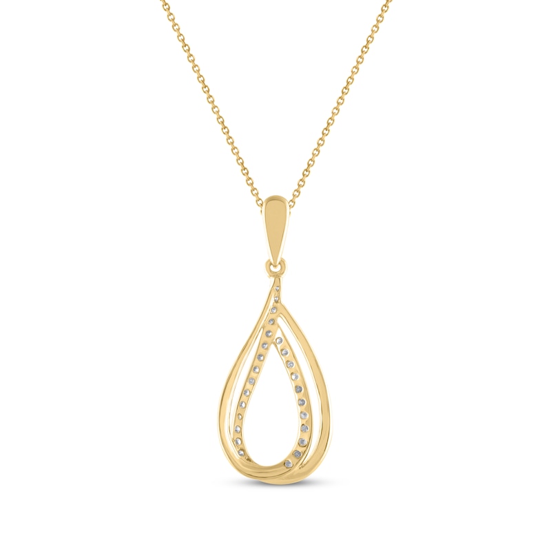 Main Image 3 of Diamond Teardrop Twist Necklace 1/4 ct tw 10K Yellow Gold 18&quot;