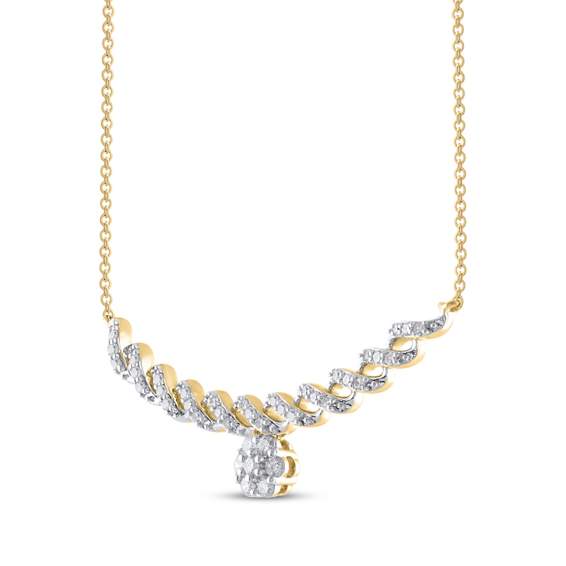 Main Image 2 of Multi-Diamond Infinity Twist Cluster Necklace 1/4 ct tw 10K Yellow Gold 18&quot;