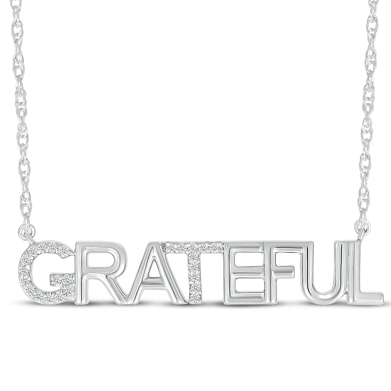 Diamond "Grateful" Necklace 1/15 ct tw Sterling Silver 18"
