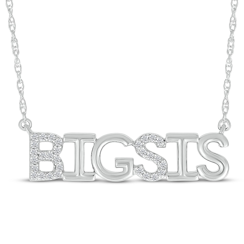 Diamond "Big Sis" Necklace 1/15 ct tw Sterling Silver 18"