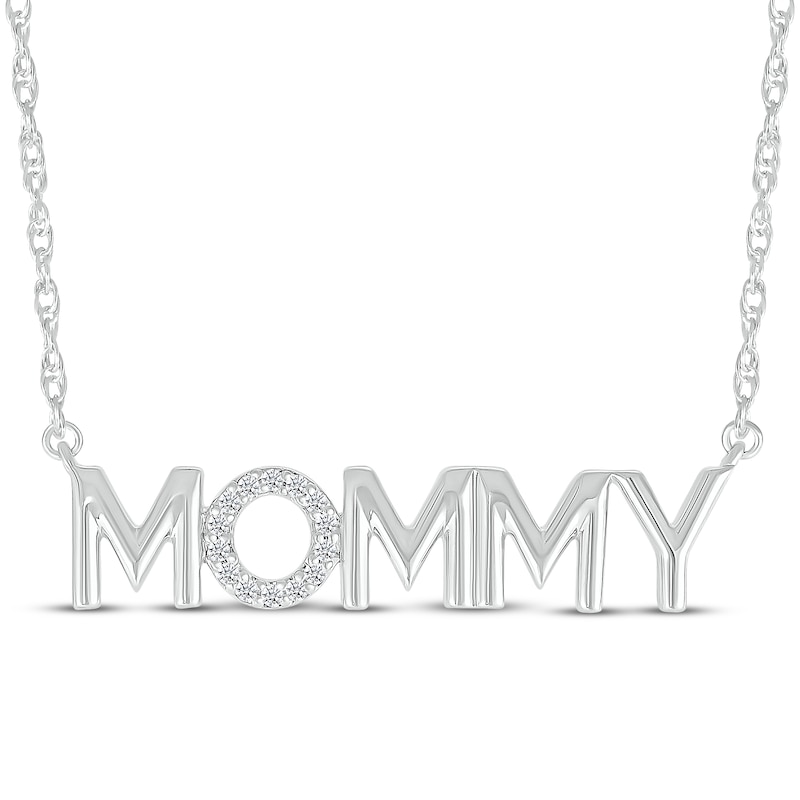 Main Image 1 of Diamond &quot;Mommy&quot; Necklace 1/15 ct tw Sterling Silver 18&quot;