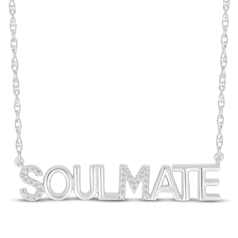 Main Image 1 of Diamond &quot;Soulmate&quot; Necklace 1/15 ct tw Sterling Silver 18&quot;