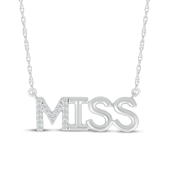 Diamond "Miss" Necklace 1/20 ct tw Sterling Silver 18"