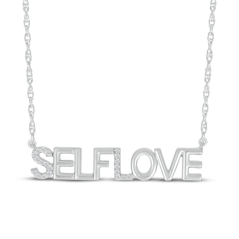 Main Image 1 of Diamond &quot;Self Love&quot; Necklace 1/15 ct tw Sterling Silver 18&quot;