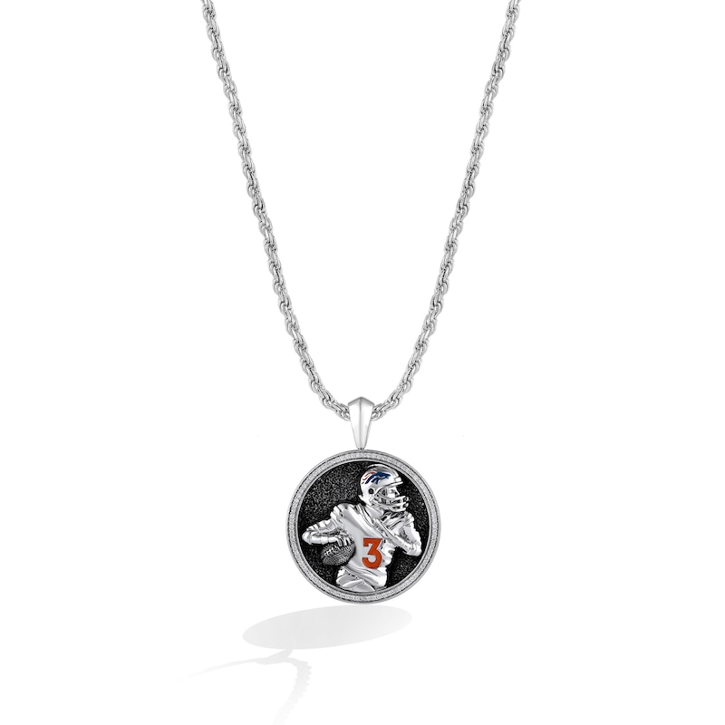 Main Image 1 of True Fans Player's Association Sterling Silver Pendant showcasing Russell Wilson of the Denver Broncos