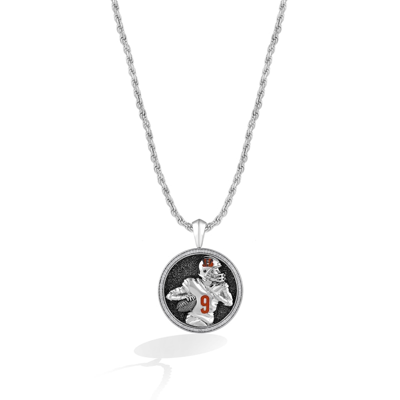 Main Image 1 of True Fans Player's Association Sterling Silver Pendant showcasing Joe Burrow of the Cincinnati Bengals