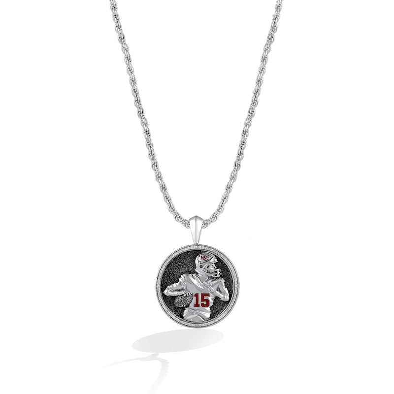 Main Image 1 of True Fans Player's Association Sterling Silver Pendant showcasing Patrick Mahomes of the Kansas City Chiefs