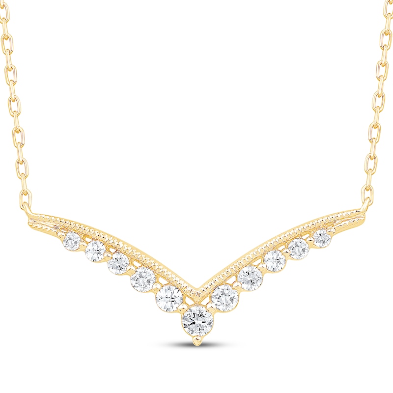 Main Image 1 of Diamond Graduated Chevron Necklace 1/3 ct tw 10K Yellow Gold 18&quot;