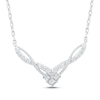 Thumbnail Image 1 of Princess-Cut Diamond Trio Chevron Twist Necklace 1/5 ct tw 10K White Gold 18&quot;