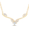 Thumbnail Image 0 of Princess-Cut Diamond Chevron Leaf Necklace 1/4 ct tw 10K Yellow Gold 19"
