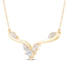Thumbnail Image 1 of Princess-Cut Diamond Chevron Leaf Necklace 1/4 ct tw 10K Yellow Gold 19"