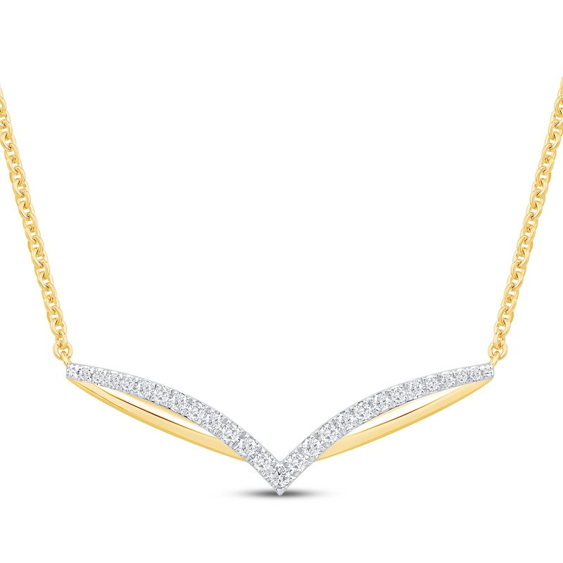 Main Image 1 of Diamond Curved Chevron Necklace 1/3 ct tw 10K Yellow Gold 18&quot;