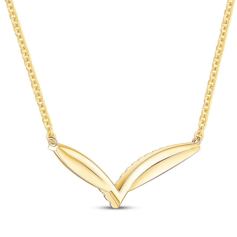 Main Image 3 of Diamond Curved Chevron Necklace 1/3 ct tw 10K Yellow Gold 18&quot;