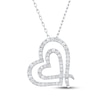 Thumbnail Image 1 of Diamond Tilted Double Heart Necklace 1/2 ct tw 10K White Gold 18&quot;