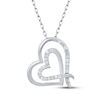 Thumbnail Image 0 of Diamond Tilted Double Heart Necklace 1/10 ct tw Sterling Silver 18"