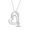 Thumbnail Image 1 of Diamond Tilted Double Heart Necklace 1/10 ct tw Sterling Silver 18"