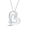 Thumbnail Image 2 of Diamond Tilted Double Heart Necklace 1/10 ct tw Sterling Silver 18"