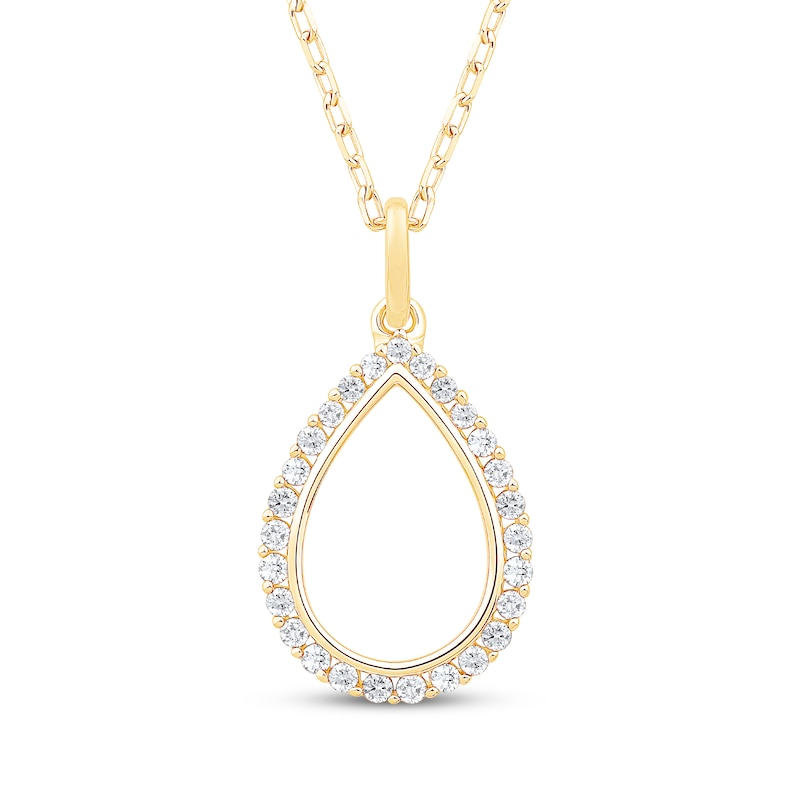 Main Image 1 of Diamond Open Teardrop Necklace 1/6 ct tw 10K Yellow Gold 18&quot;