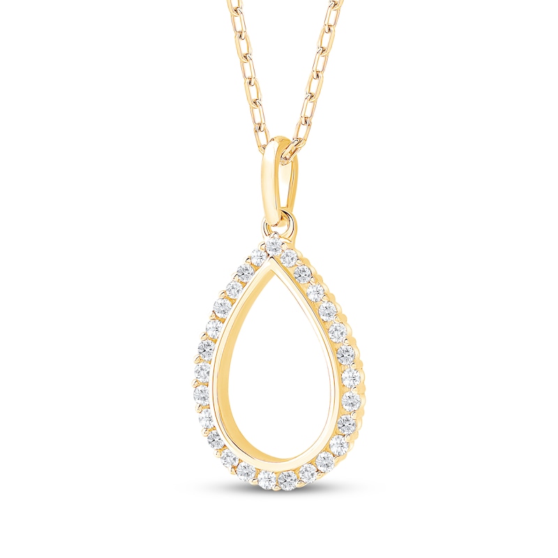 Main Image 2 of Diamond Open Teardrop Necklace 1/6 ct tw 10K Yellow Gold 18&quot;