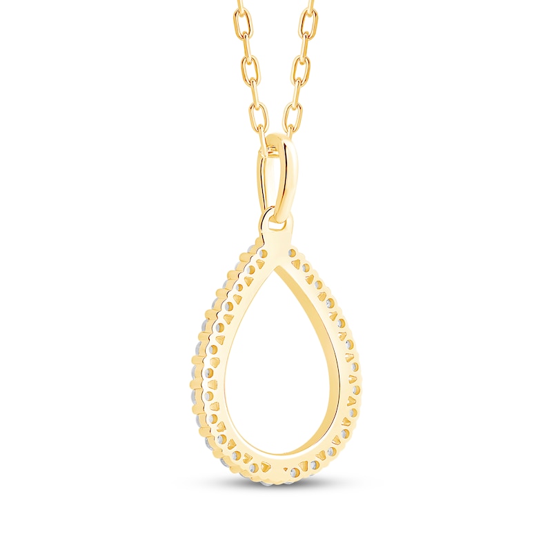 Main Image 3 of Diamond Open Teardrop Necklace 1/6 ct tw 10K Yellow Gold 18&quot;