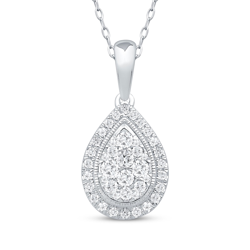 Main Image 1 of Multi-Diamond Teardrop-Shaped Necklace 1/2 ct tw 10K White Gold 18&quot;