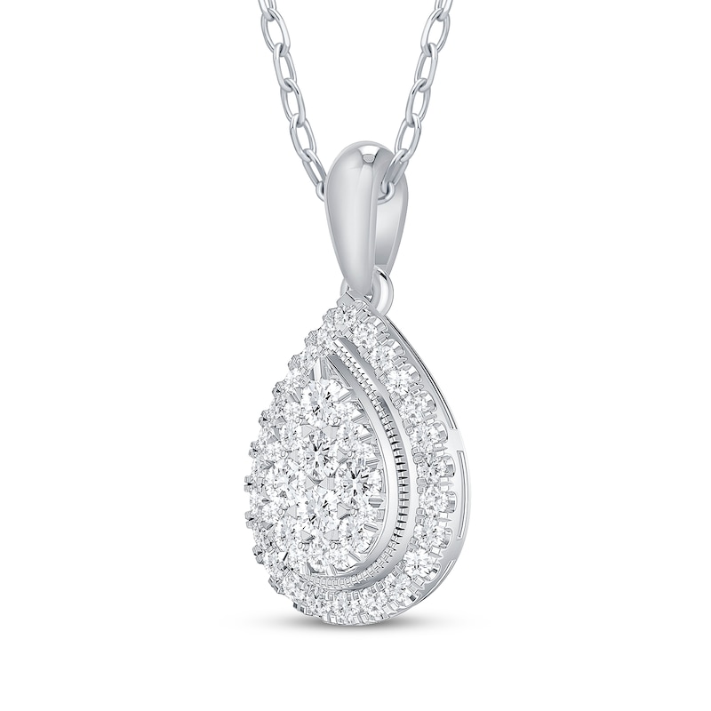 Main Image 2 of Multi-Diamond Teardrop-Shaped Necklace 1/2 ct tw 10K White Gold 18&quot;