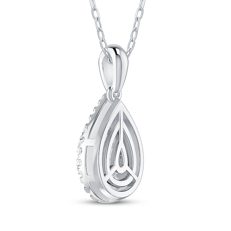 Main Image 3 of Multi-Diamond Teardrop-Shaped Necklace 1/2 ct tw 10K White Gold 18&quot;