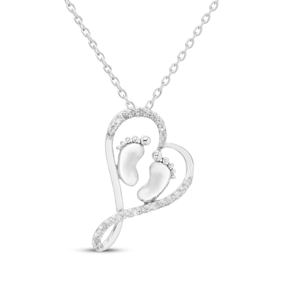 White Gold Diamond Heart Necklace for Kids