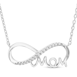 Diamond &quot;Mom&quot; Infinity Necklace 1/20 ct tw Sterling Silver 18&quot;