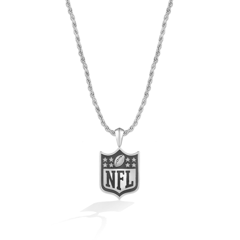 Main Image 2 of True Fans Los Angeles Chargers 3/8 CT. T.W. Black Diamond and Enamel Reversible Shield Necklace in 10K Yellow Gold & Sterling Silver