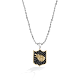 True Fans Tennessee Titans 3/8 CT. T.W. Black Diamond and Enamel Reversible Shield Necklace in 10K Yellow Gold & Sterling Silver