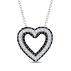 Thumbnail Image 1 of Black & White Diamond Open Heart Necklace 1/2 ct tw Sterling Silver 18&quot;