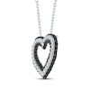 Thumbnail Image 2 of Black & White Diamond Open Heart Necklace 1/2 ct tw Sterling Silver 18&quot;