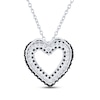 Thumbnail Image 3 of Black & White Diamond Open Heart Necklace 1/2 ct tw Sterling Silver 18&quot;