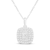 Thumbnail Image 1 of Princess-Cut Diamond Triple Cushion Halo Necklace 3/4 ct tw 10K White Gold 18&quot;