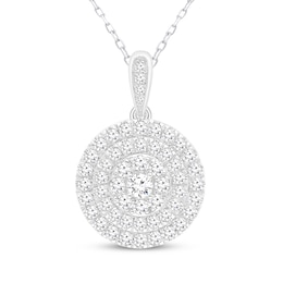 Diamond Halos Necklace 1 ct tw 10K White Gold 18&quot;