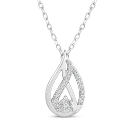 Love Ignited Diamond Flame Slide Necklace 1/20 ct tw Sterling Silver 18&quot;