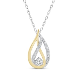 Love Ignited Diamond Flame Slide Necklace 3/4 ct tw 10K Two-Tone Gold 18&quot;