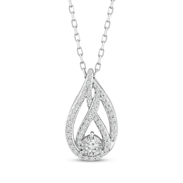 Love Ignited Diamond Flame Slide Necklace 1/5 ct tw 10K White Gold 18&quot;