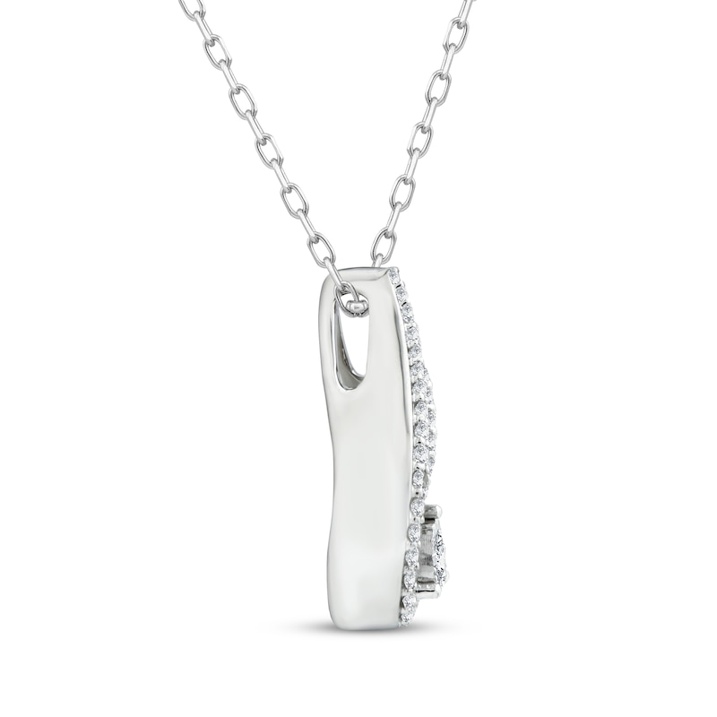 Love Ignited Diamond Flame Slide Necklace 1/5 ct tw 10K White Gold 18"