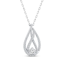 Love Ignited Diamond Flame Slide Necklace 1/2 ct tw 10K White Gold 18&quot;