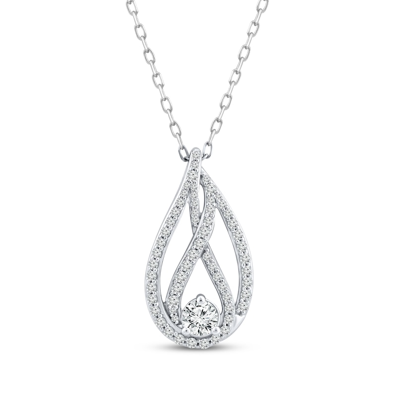 Love Ignited Diamond Flame Slide Necklace 1/2 ct tw 10K White Gold 18"