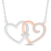 Thumbnail Image 1 of Diamond Linked Double Heart Necklace 1/10 ct tw 10K Two-Tone Gold 18&quot;