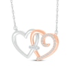 Thumbnail Image 2 of Diamond Linked Double Heart Necklace 1/10 ct tw 10K Two-Tone Gold 18&quot;