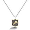 Thumbnail Image 0 of True Fans Detroit Lions 3/8 CT. T.W. Black Diamond and Enamel Reversible Shield Necklace in 10K Yellow Gold & Sterling Silver